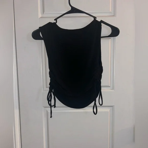 Isabel Maternity Black Ruched Tie Tank Top - Picture 3 of 3